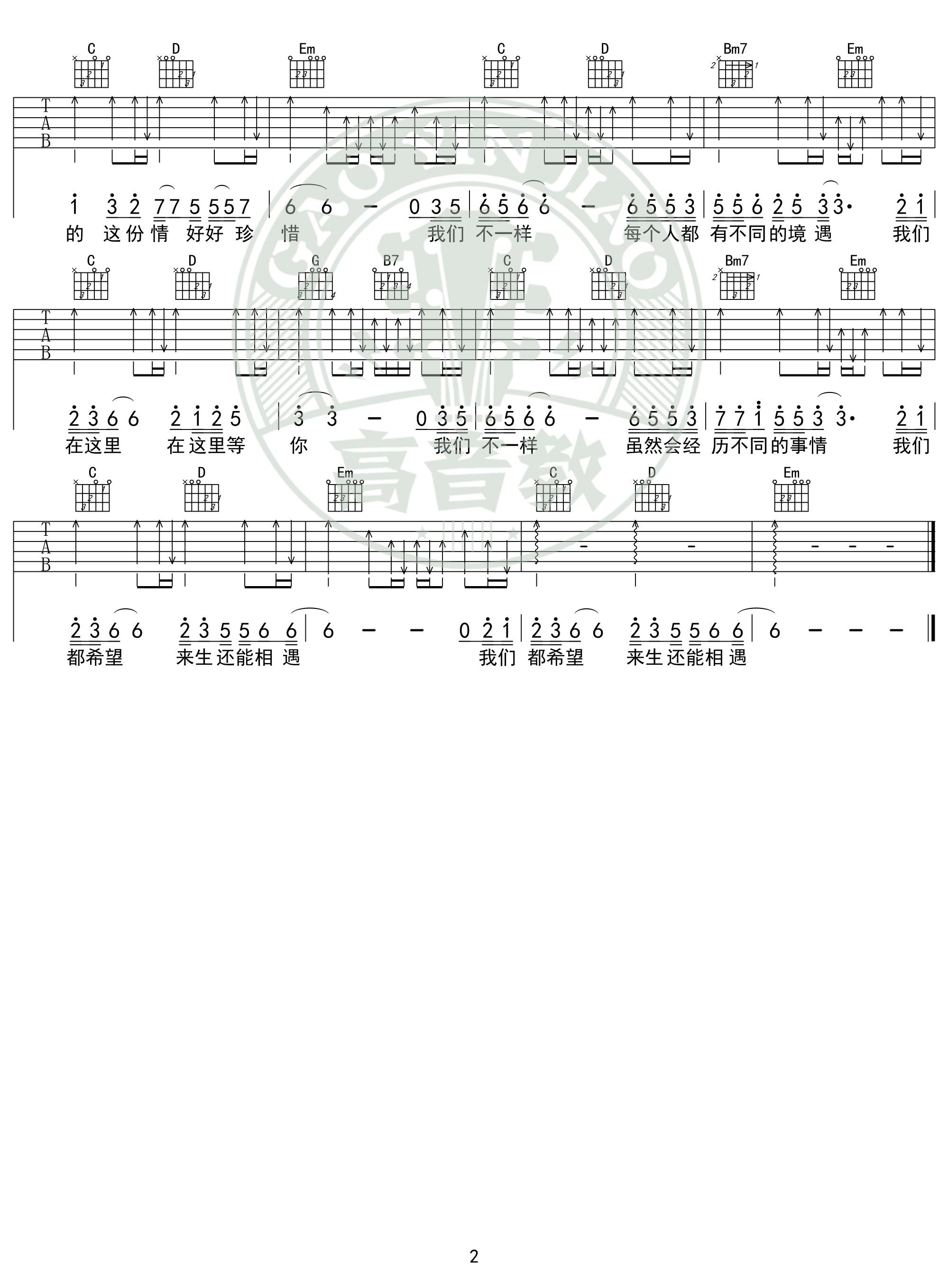 我们不一样吉他谱原版Eb调弹唱 - 大壮 - 独特风格动人心弦 | 吉他湾