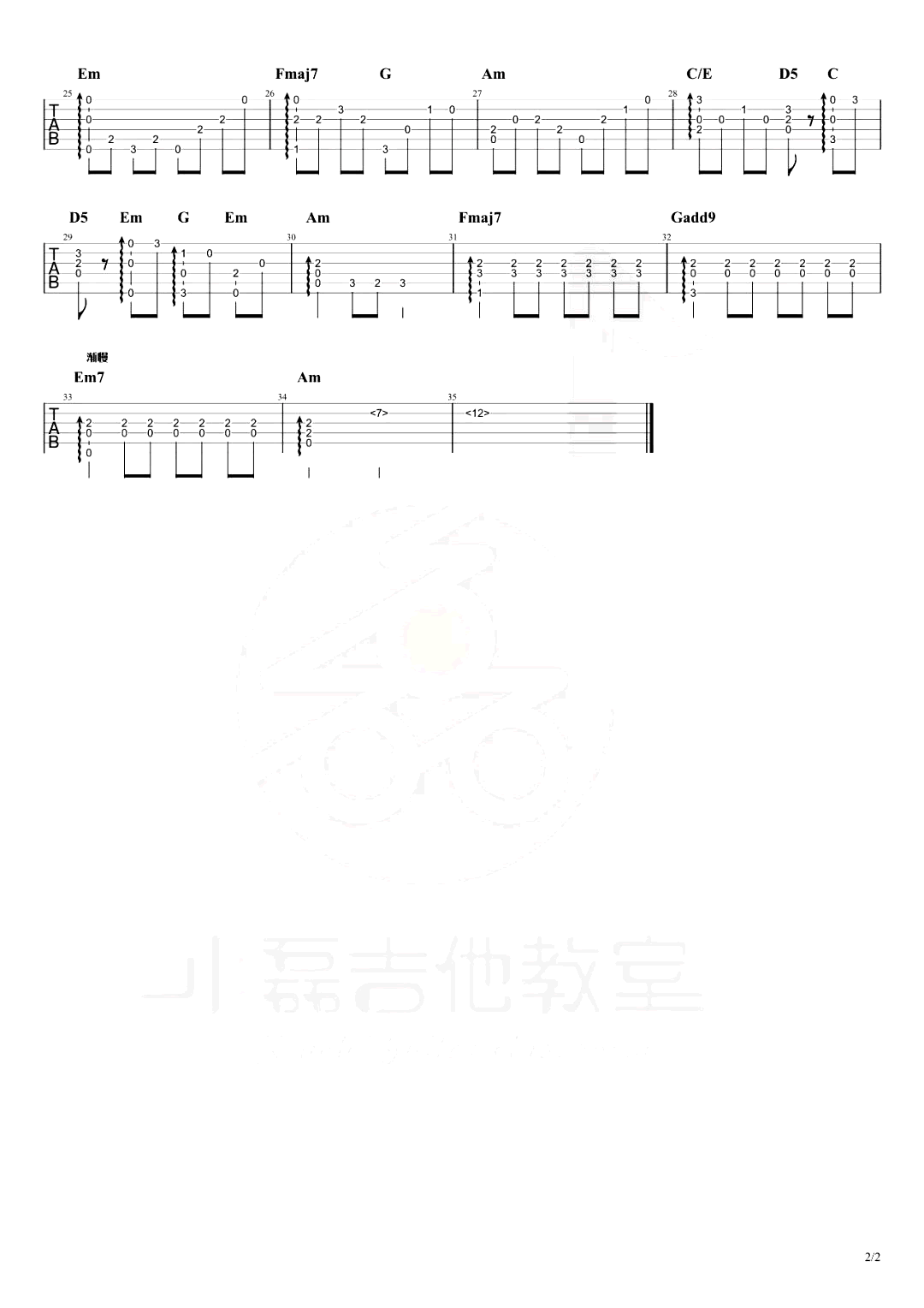 阿希达卡传奇指弹谱-幽灵公主-独奏吉他六线谱 阿希达卡传奇指弹谱-幽灵公主-独奏吉他六线谱