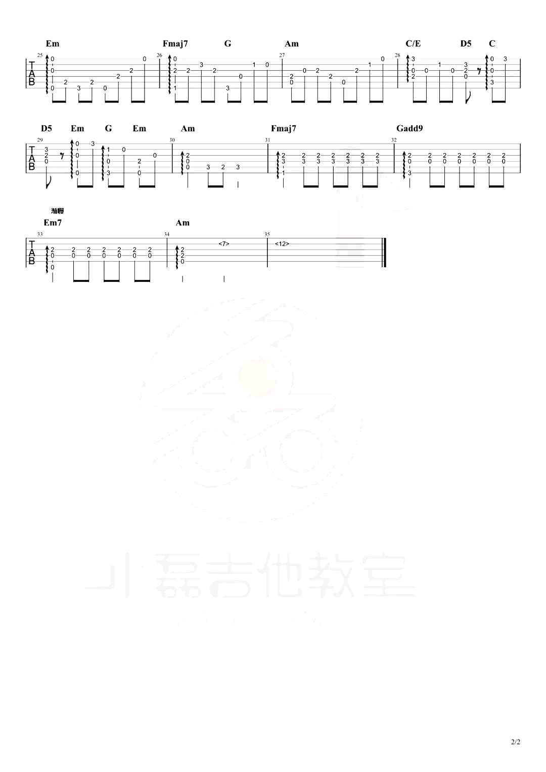 阿希达卡传奇指弹谱-幽灵公主-独奏吉他六线谱