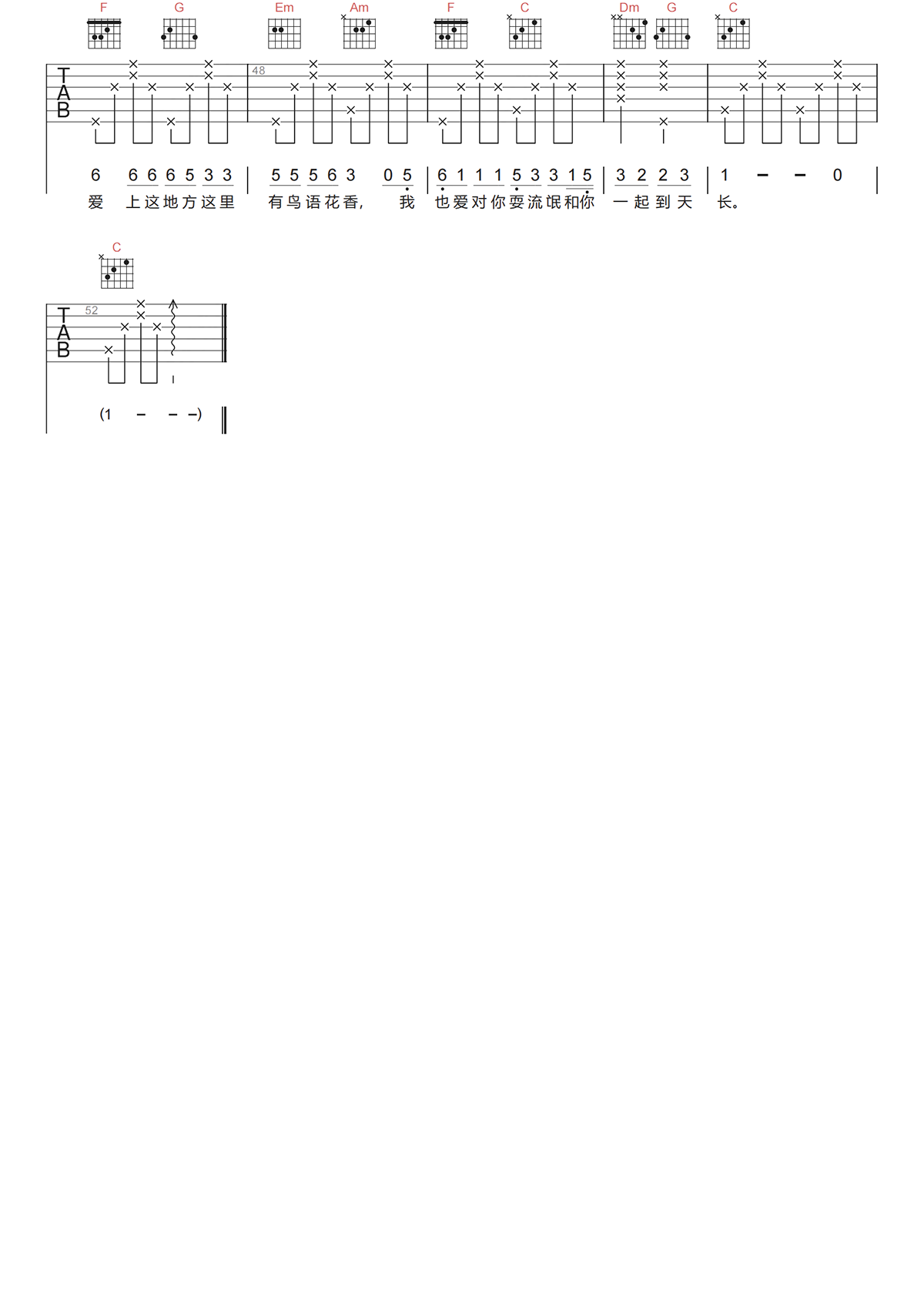 半岛阿雄《南方的姑娘吉他谱》C调原版弹唱谱 半岛阿雄《南方的姑娘吉他谱》C调原版弹唱谱