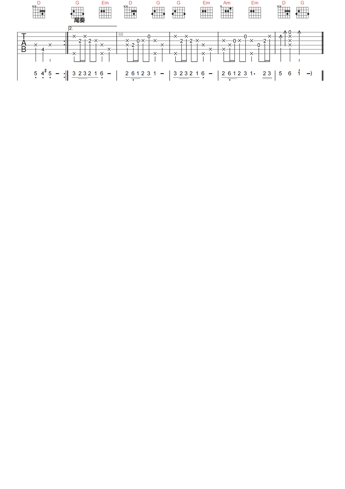 李丽芬《得意的笑吉他谱》G调原版六线谱 李丽芬《得意的笑吉他谱》G调原版六线谱