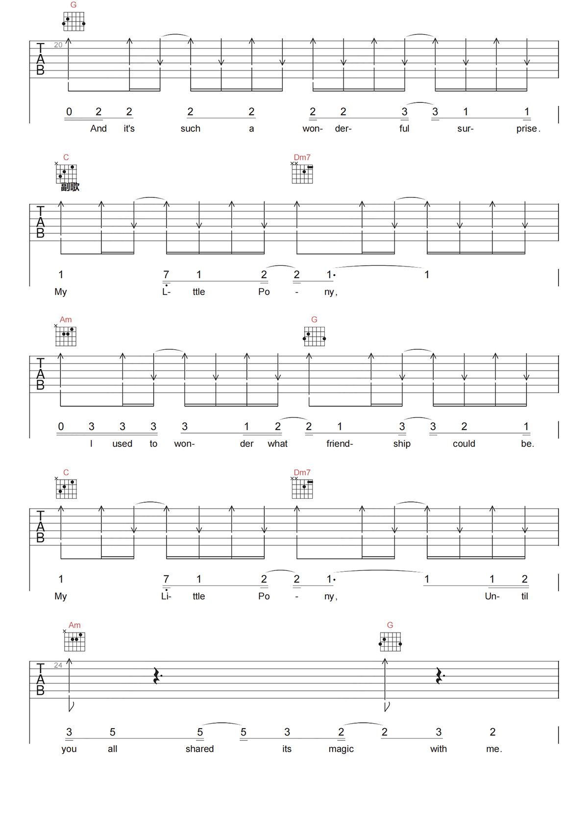 My Little Pony Theme Song吉他谱-Daniel Ingram-C调原版六线谱 My Little Pony Theme Song吉他谱-Daniel Ingram-C调原版六线谱