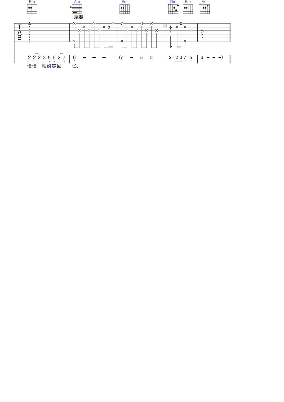 长相依吉他谱-卓依婷-C调原版六线谱-高清图谱 长相依吉他谱-卓依婷-C调原版六线谱-高清图谱