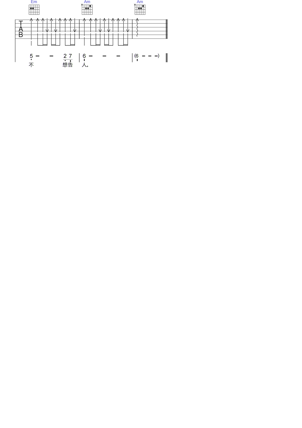 陈百强《不吉他谱》C调原版六线谱 陈百强《不吉他谱》C调原版六线谱