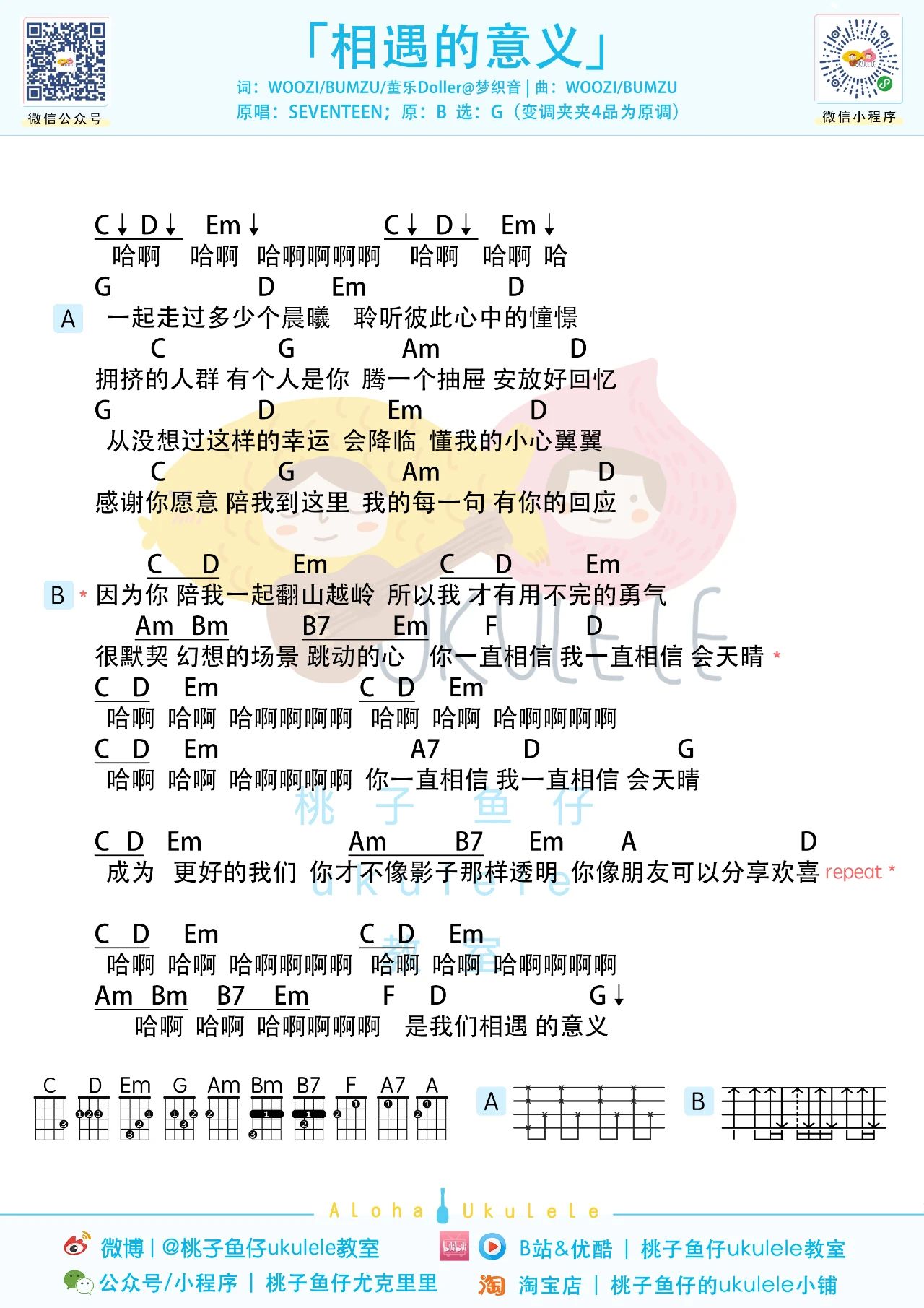 相遇的意义尤克里里谱-SEVENTEEN-C调弹唱谱