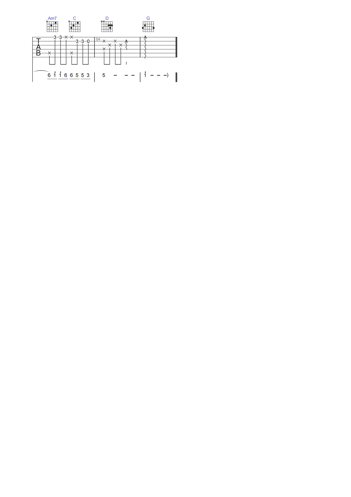 4 IN LOVE《再见中国海吉他谱》G调新手弹唱谱 4 IN LOVE《再见中国海吉他谱》G调新手弹唱谱